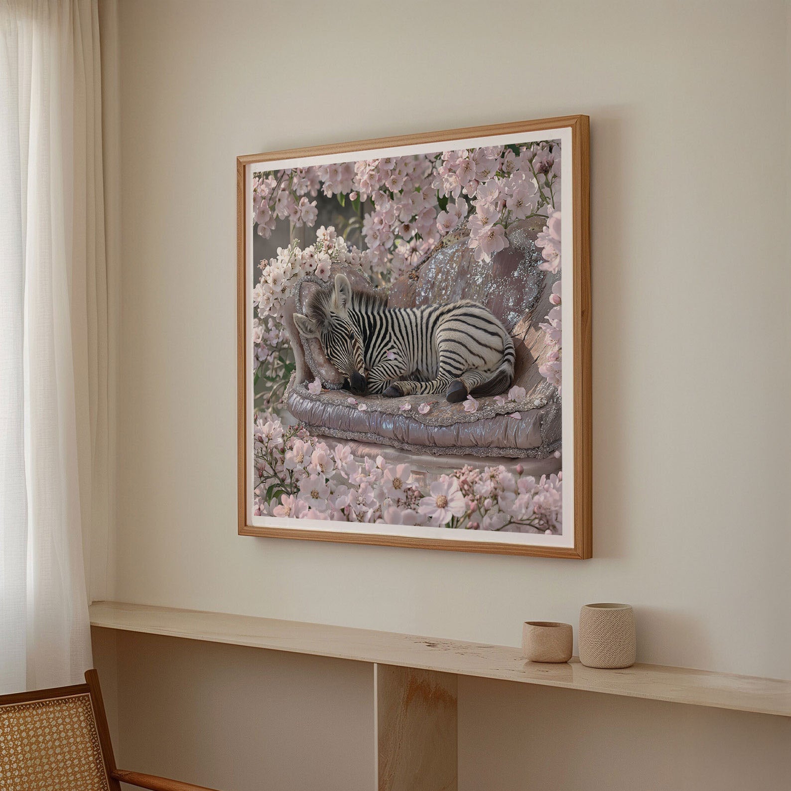 Baby Zebra, Square, Framed Art