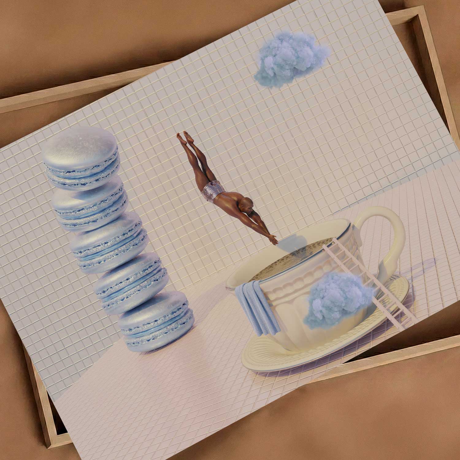 Blue Cloud Dive, Horizontal, Art Print