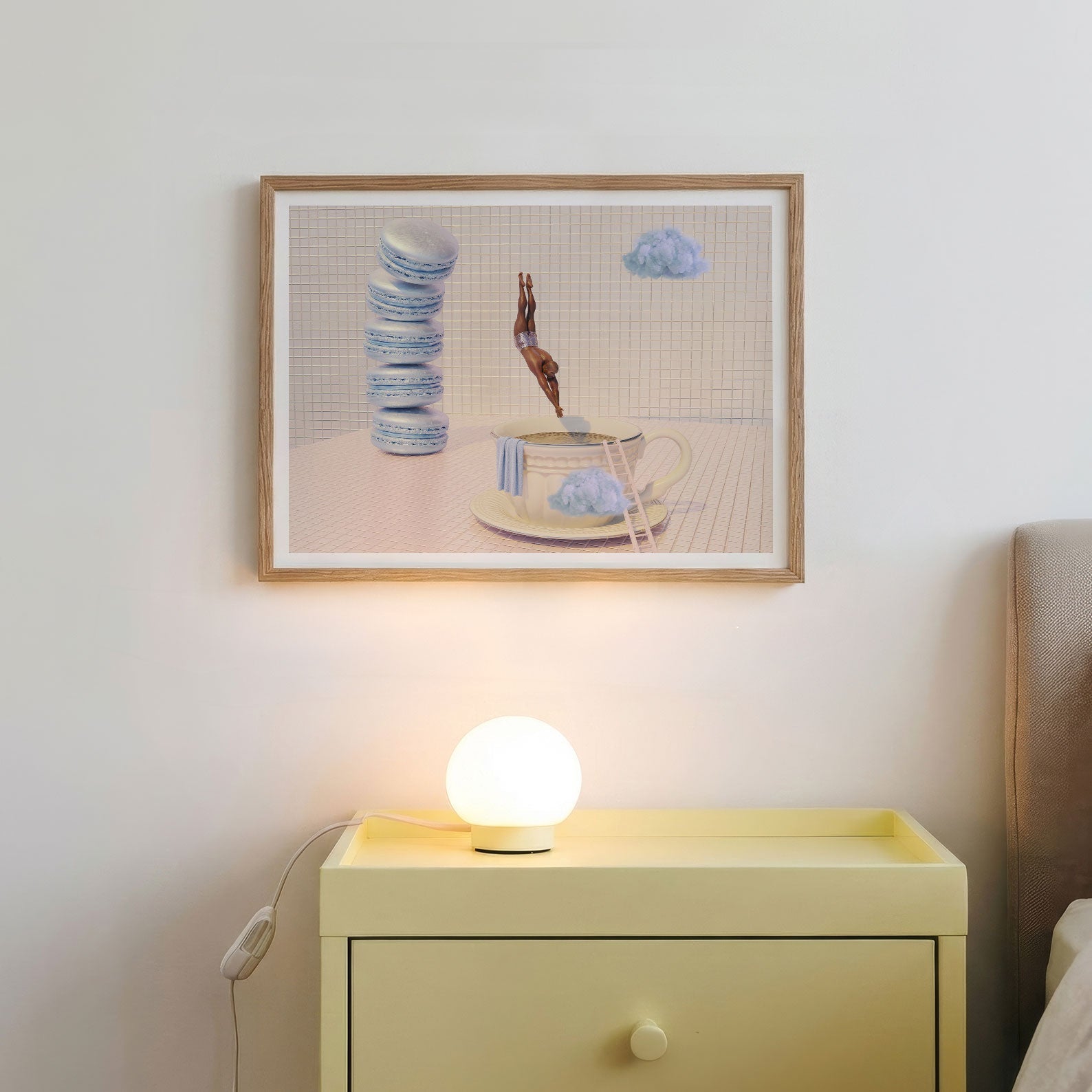 Blue Cloud Dive, Horizontal, Framed Art