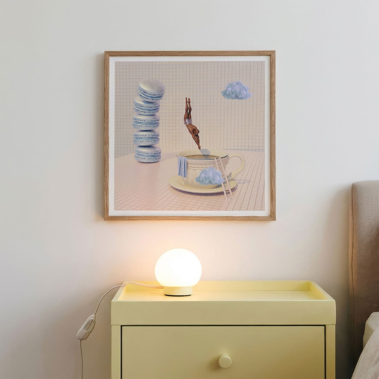 Blue Cloud Dive, Square, Framed Art