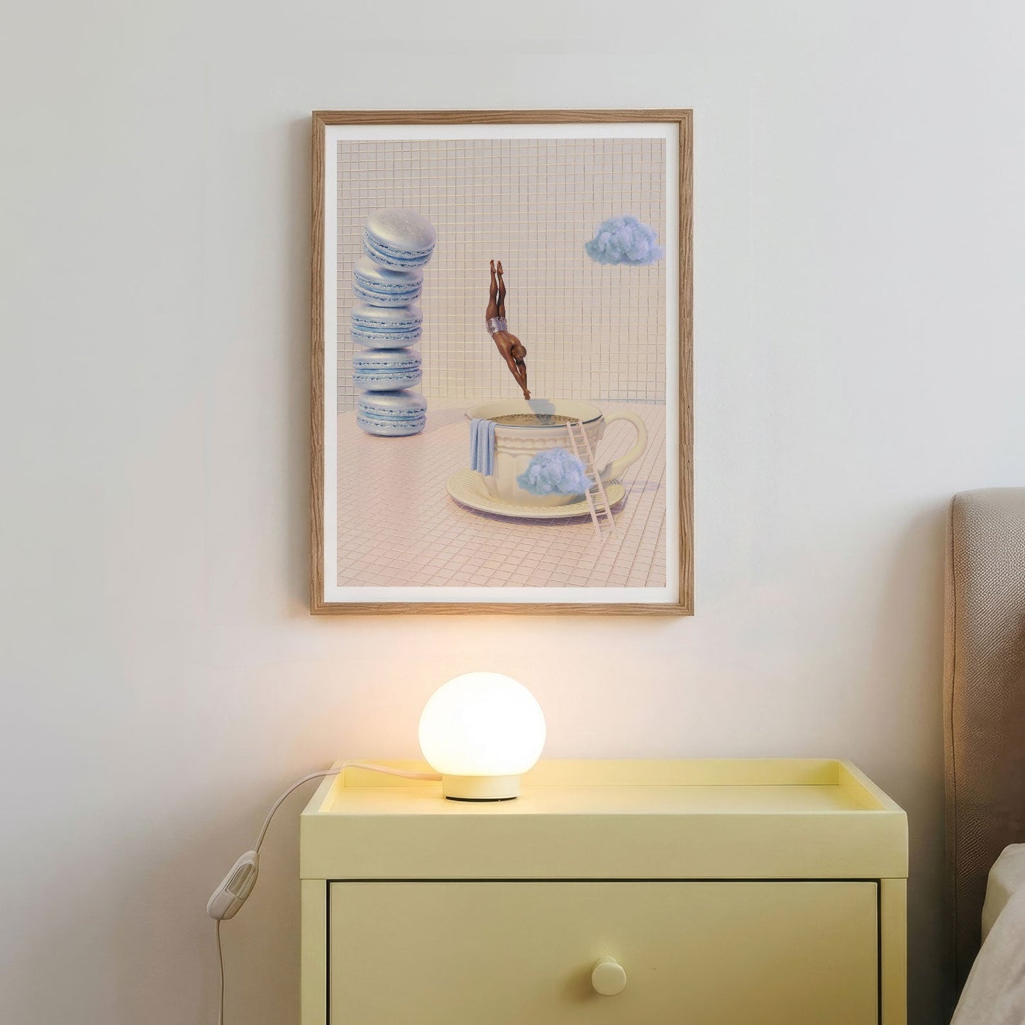 Blue Cloud Dive, Vertical, Framed Art
