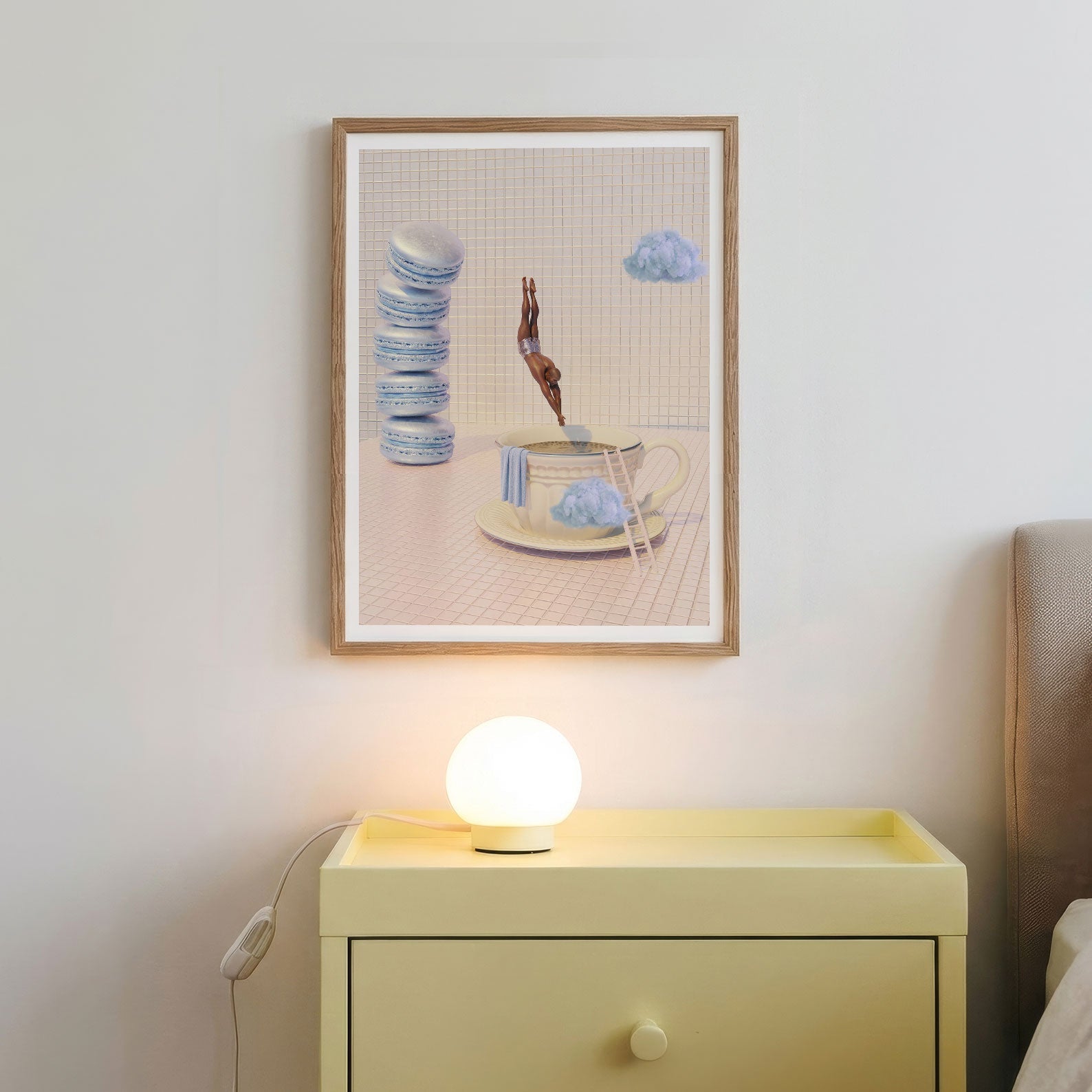 Blue Cloud Dive, Vertical, Framed Art