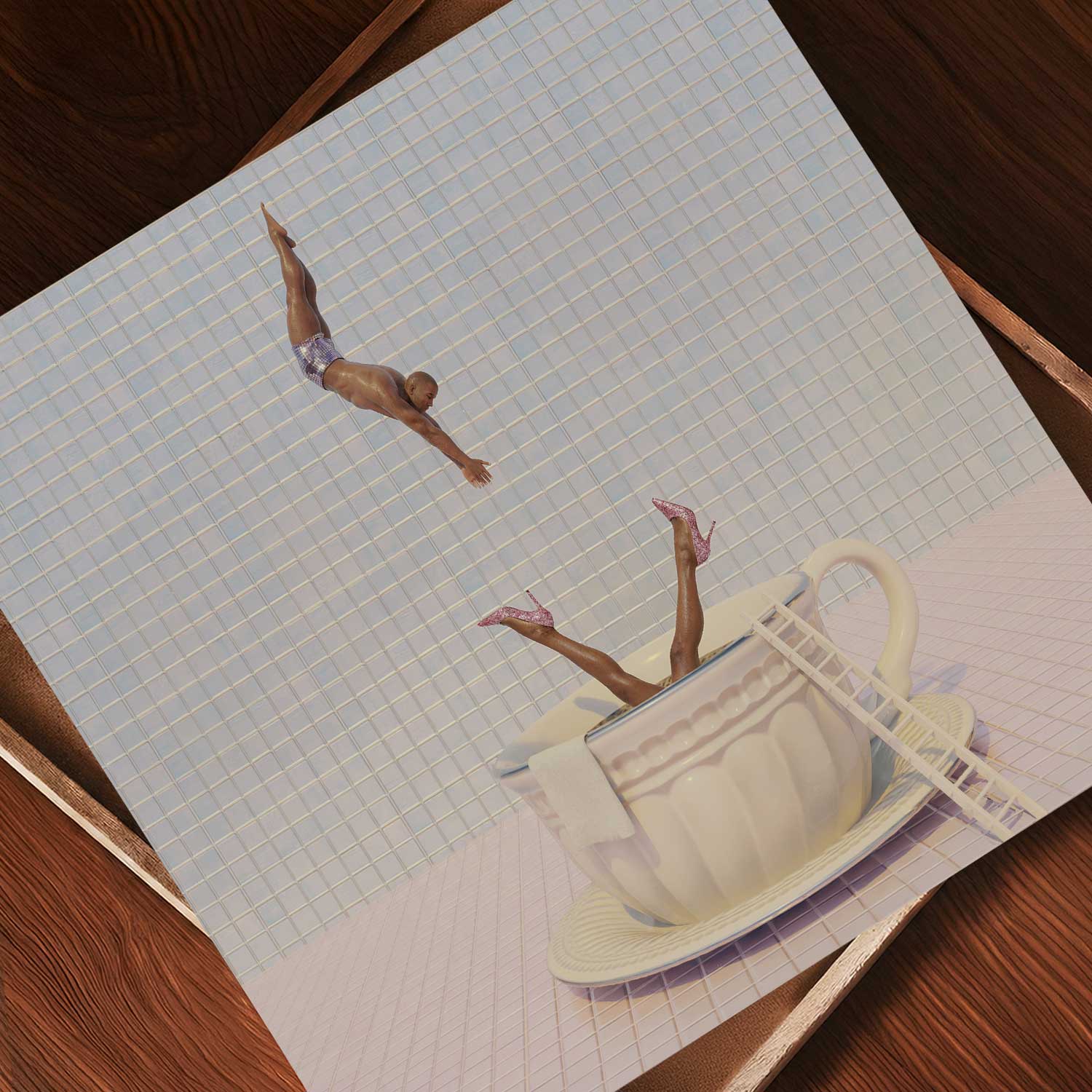 Blue High Dive, Square, Art Print