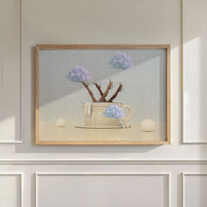 Blue Poppy Cloud Latte, Horizontal, Wall Art