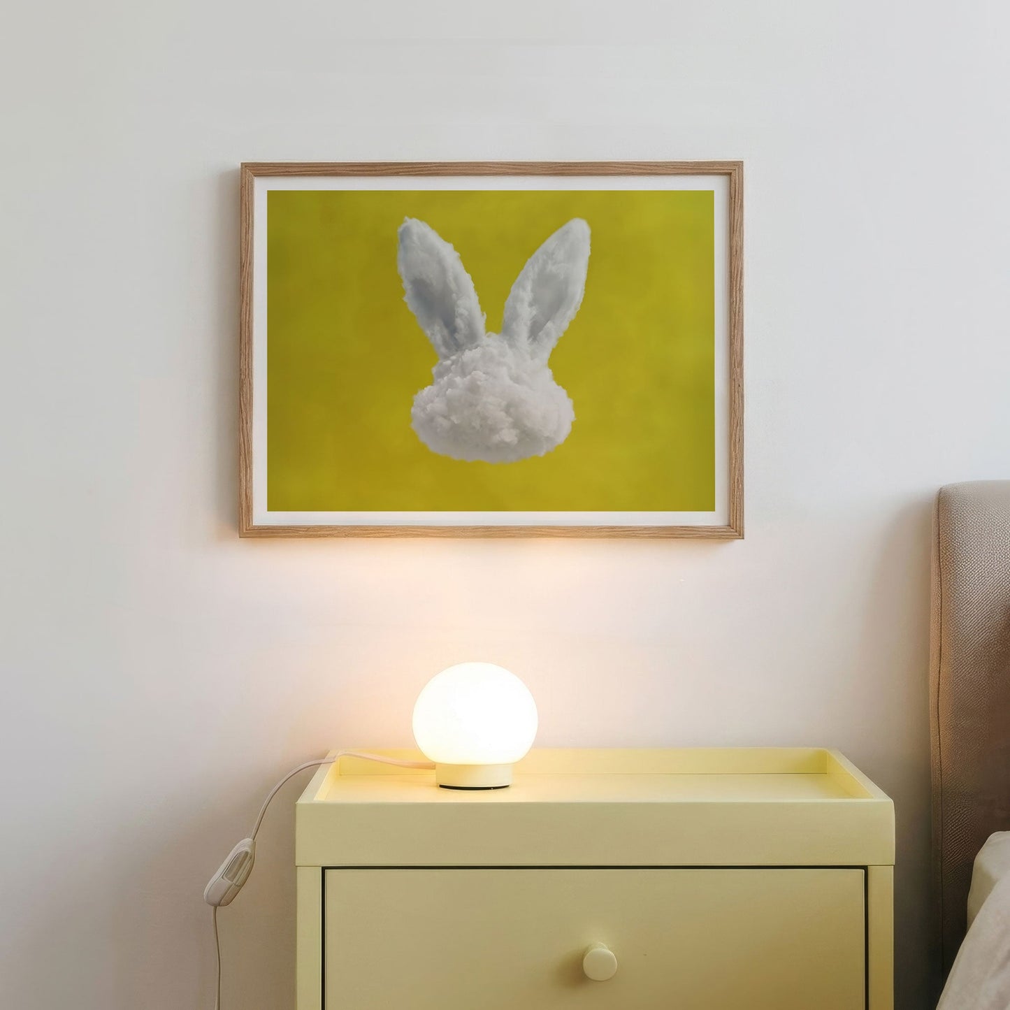 Framed Wall Art Of Bunny Cloud · Mustard Yellow, Horizontal