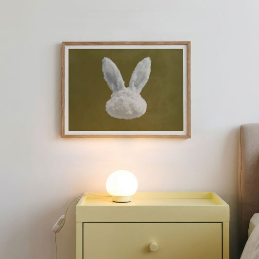Framed Wall Art Of Bunny Cloud · Olive Green, Horizontal