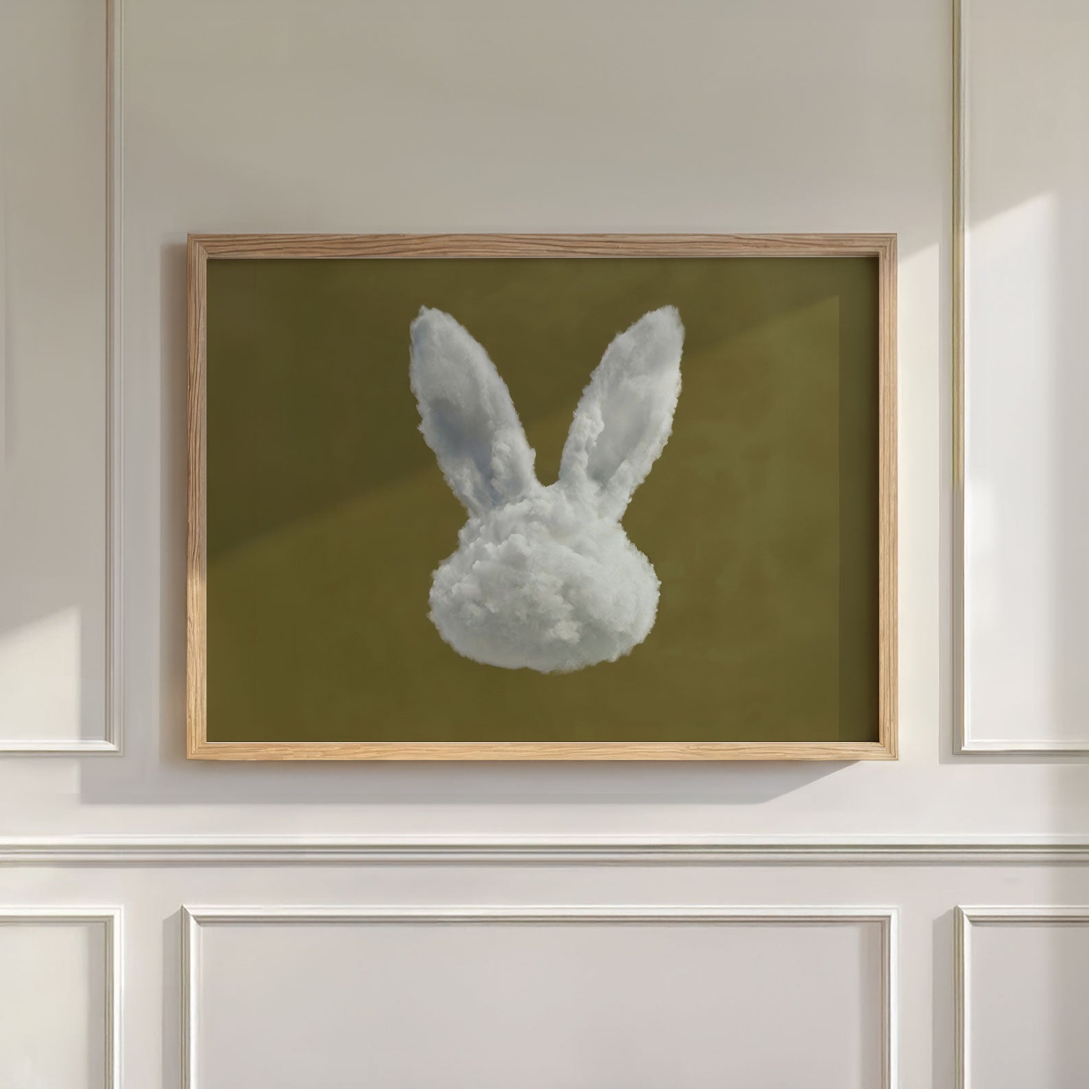 Bunny Cloud · Olive Green, Wall Art, Horizontal