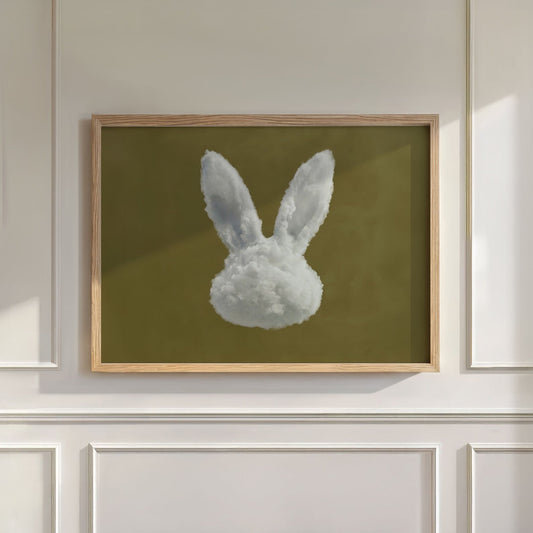 Bunny Cloud · Olive Green, Wall Art, Horizontal
