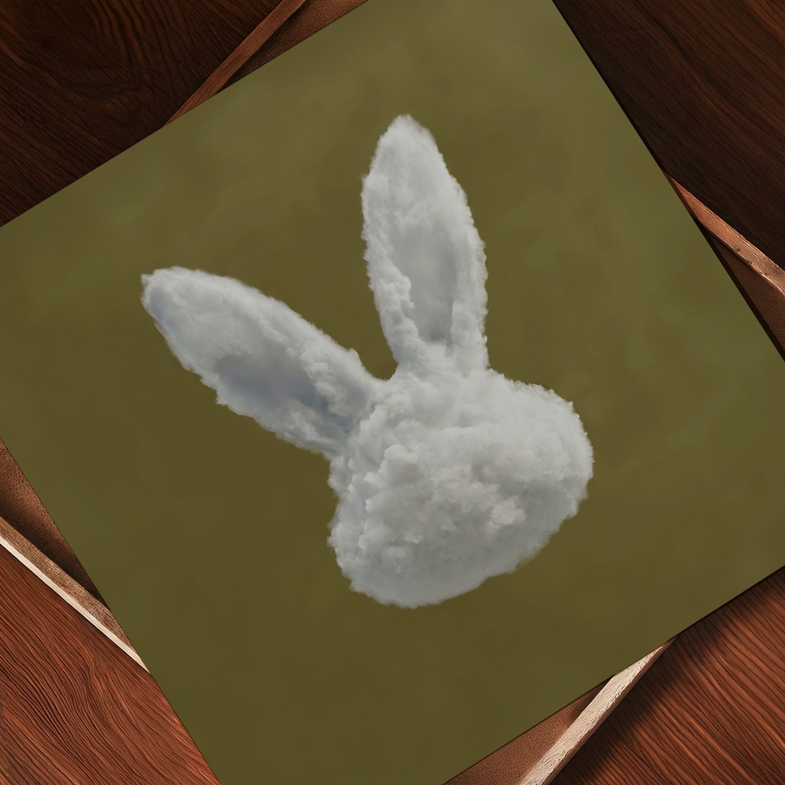 Art Print Showcase Of Bunny Cloud · Olive Green, Square