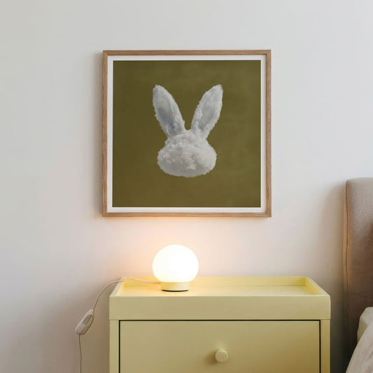 Framed Wall Art Of Bunny Cloud · Olive Green, Square