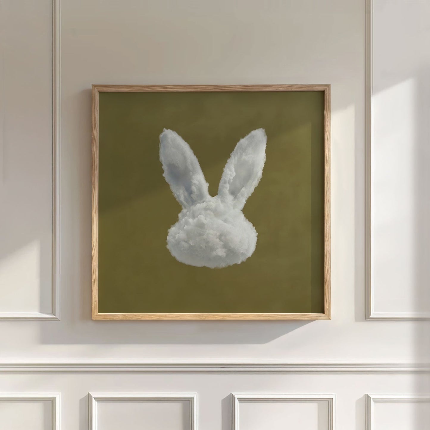 Bunny Cloud · Olive Green, Wall Art, Square