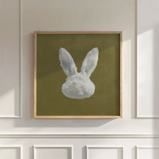 Bunny Cloud · Olive Green, Wall Art, Square