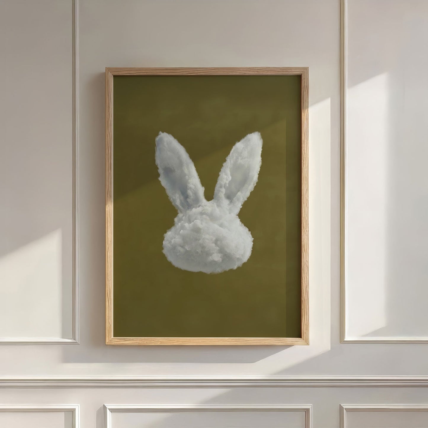 Bunny Cloud · Olive Green, Wall Art, Vertical