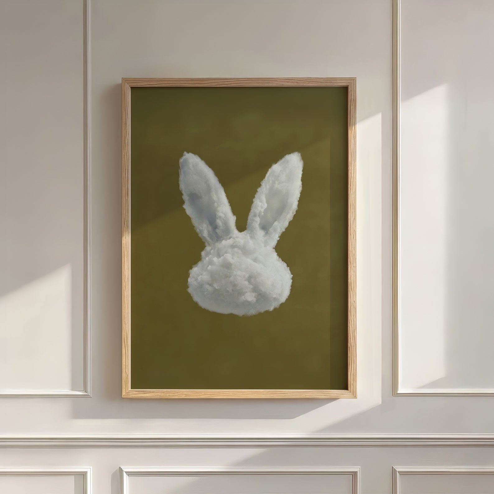 Bunny Cloud · Olive Green, Wall Art, Vertical