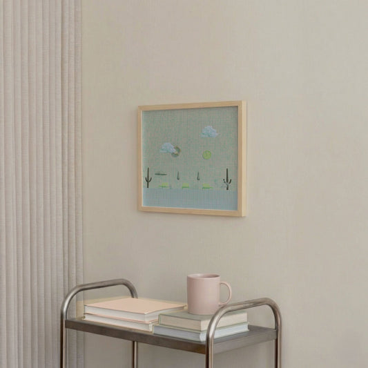 Cactus Poolside, Square, Framed Art