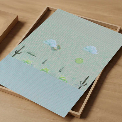 Cactus Poolside, Vertical, Art Print