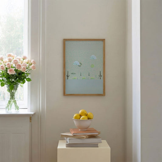 Cactus Poolside, Vertical, Framed Art