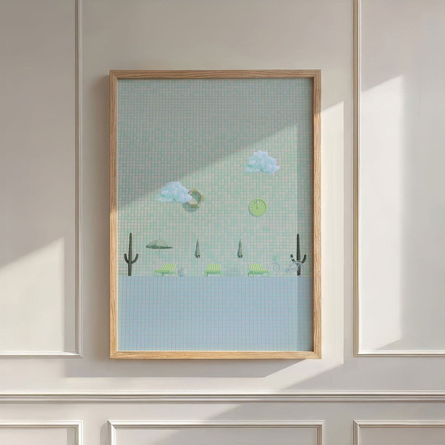 Cactus Poolside, Vertical, Wall Art