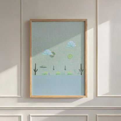 Cactus Poolside, Vertical, Wall Art