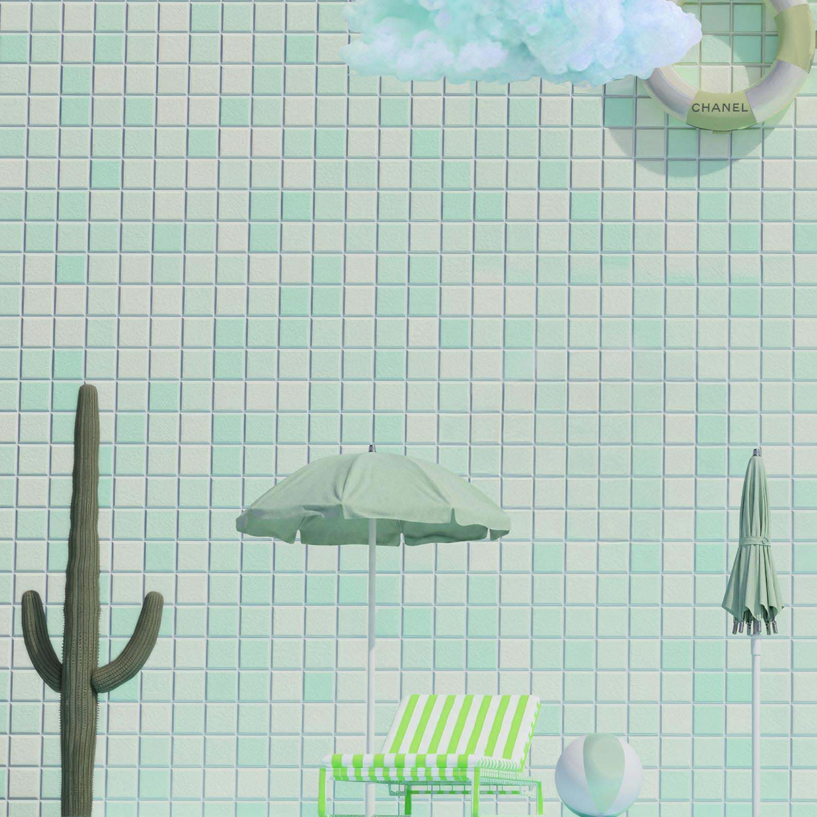 Extreme Close Up Detail Of Cactus Poolside