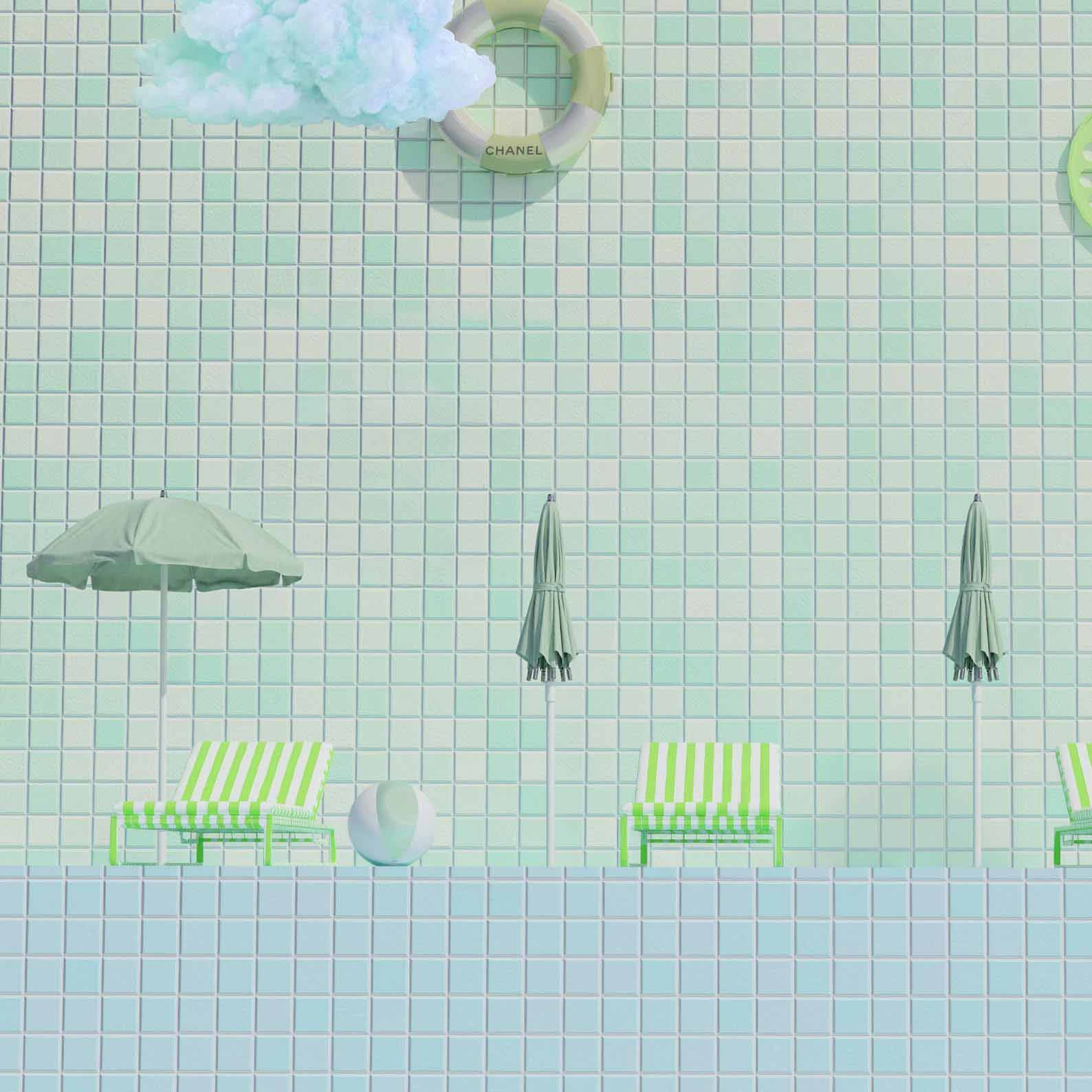 High Definition Print Quality Detail Of Cactus Poolside