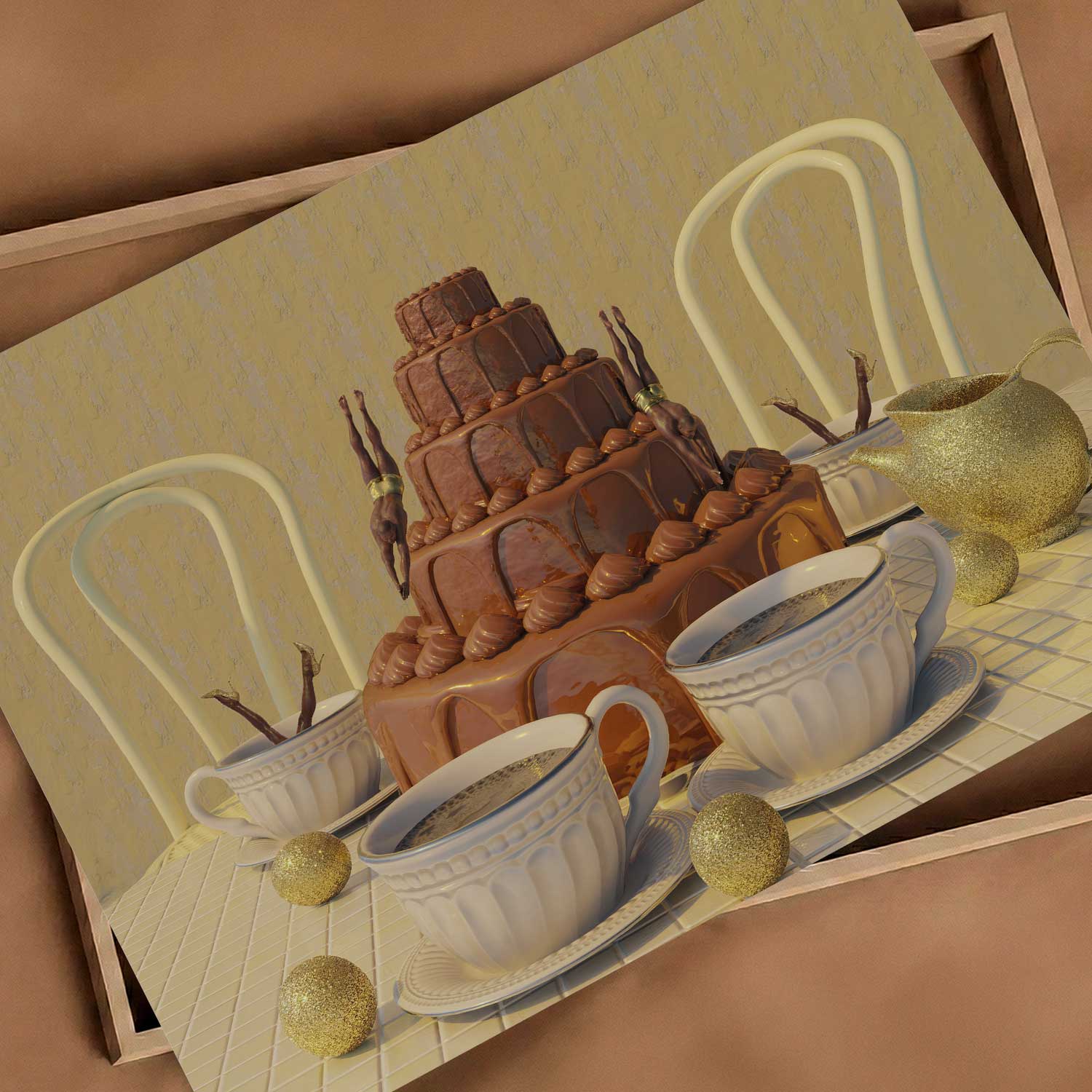 Chocolate Dive, Horizontal, Art Print