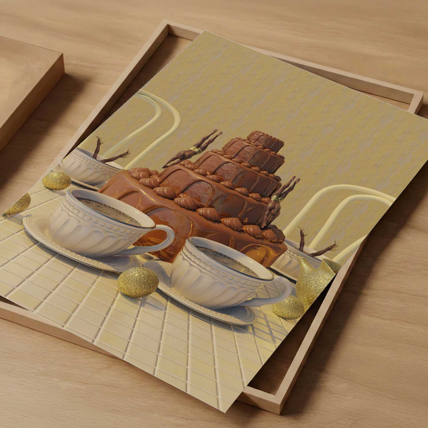 Chocolate Dive, Vertical, Art Print