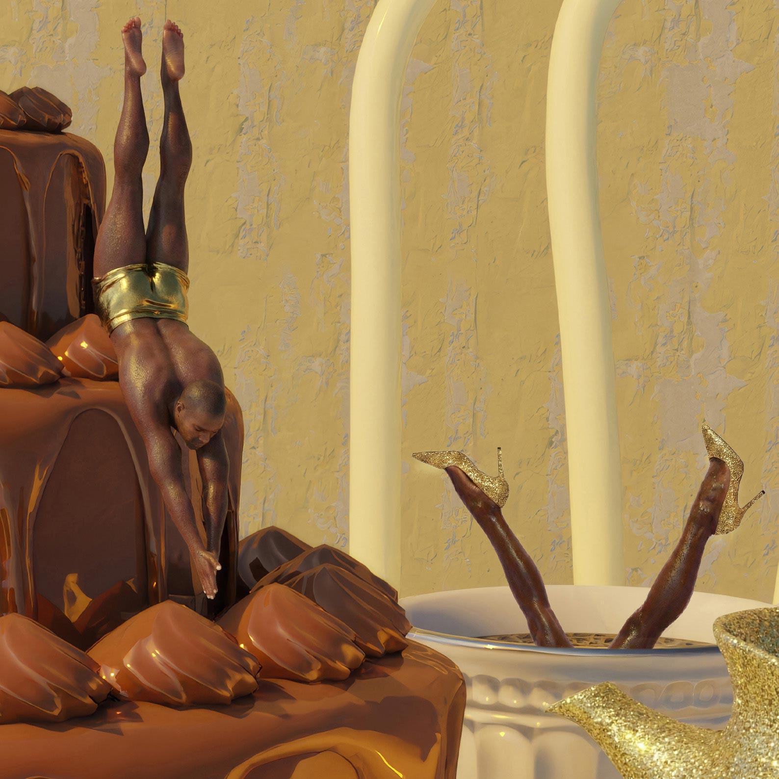 High Resolution Art Texture Of Chocolate Dive