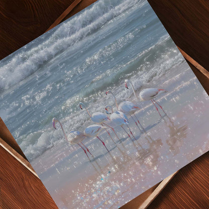 Coastal Flamingos, Square, Art Print