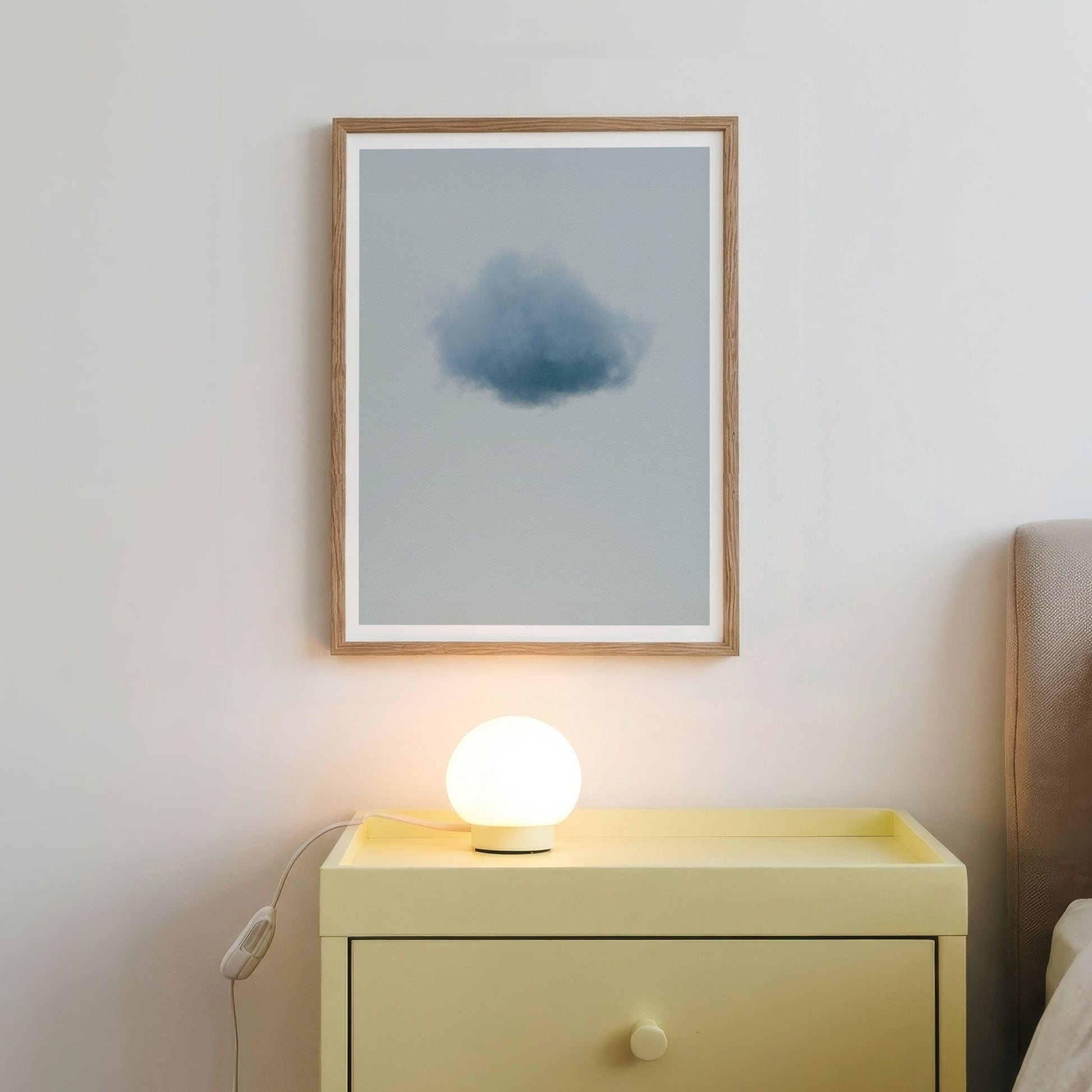 Framed Wall Art Of Colorful Cloud · Dusty Blue, Vertical