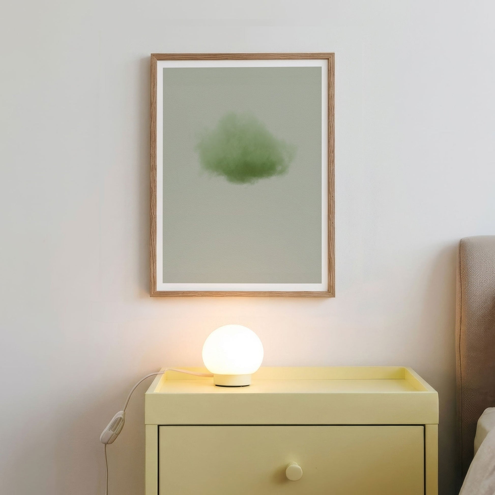 Framed Wall Art Of Colorful Cloud · Sage Green, Vertical