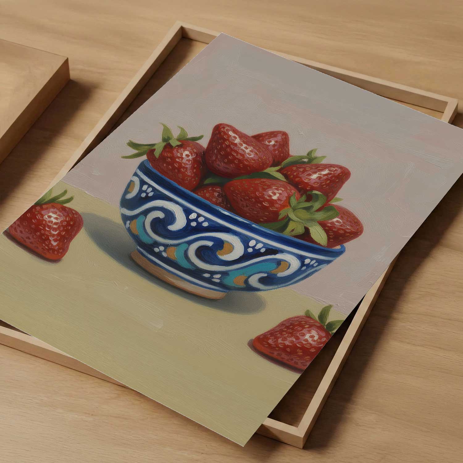 Countryside Strawberries, Vertical, Art Print