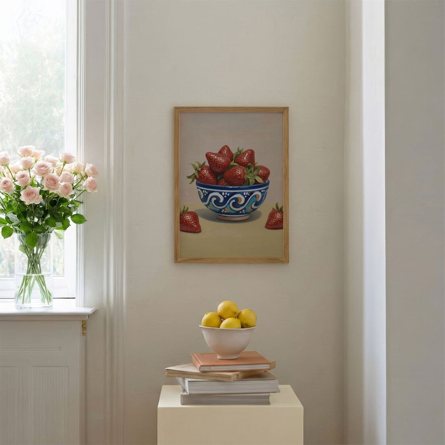 Countryside Strawberries, Vertical, Framed Art