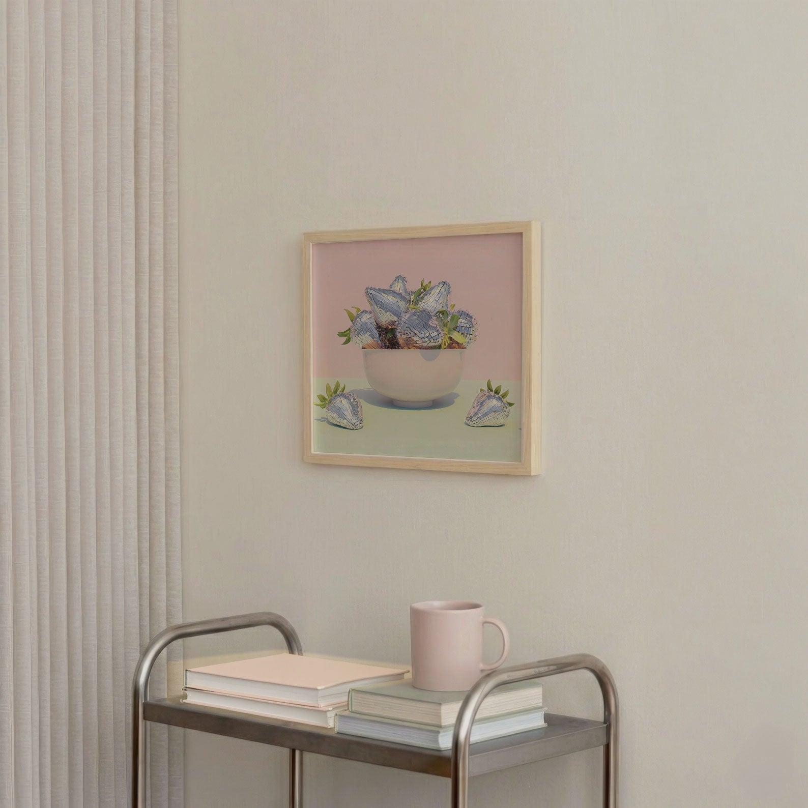 Disco Berry Bowl III, Square, Framed Art