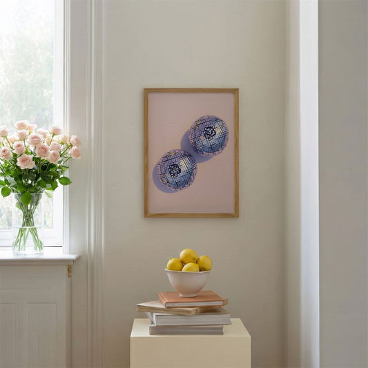 Disco Blueberries II, Vertical, Framed Art