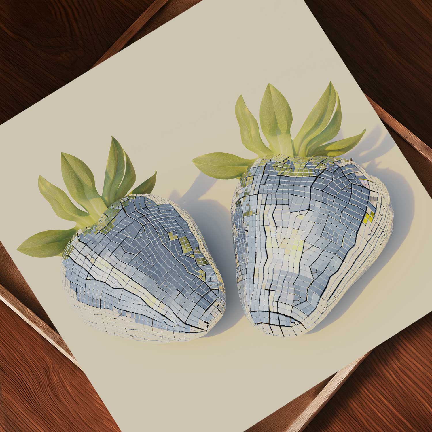 Disco Strawberries, Square, Art Print