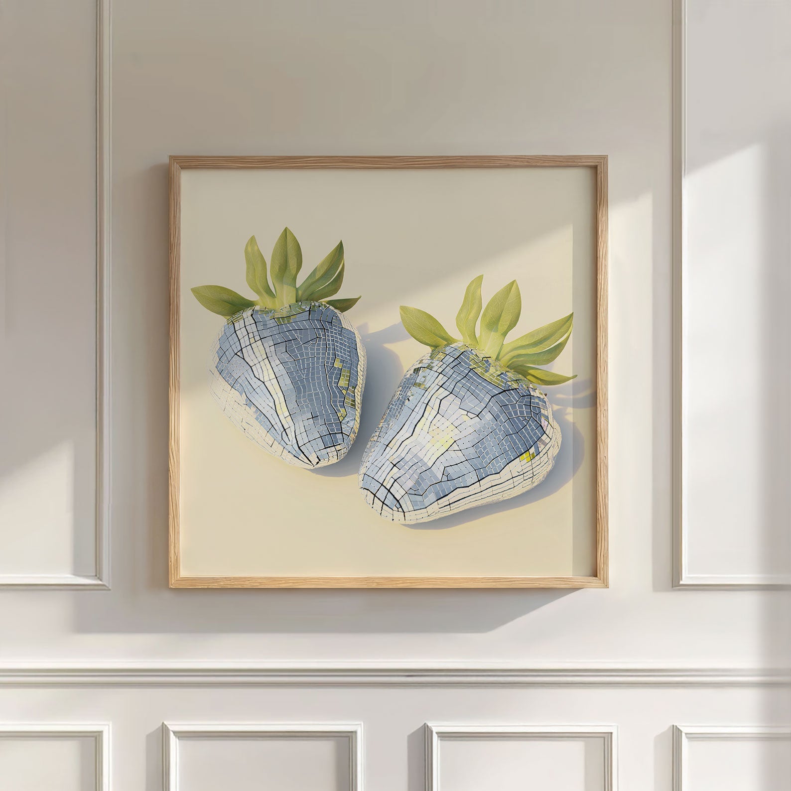Disco Strawberries, Square, Wall Art
