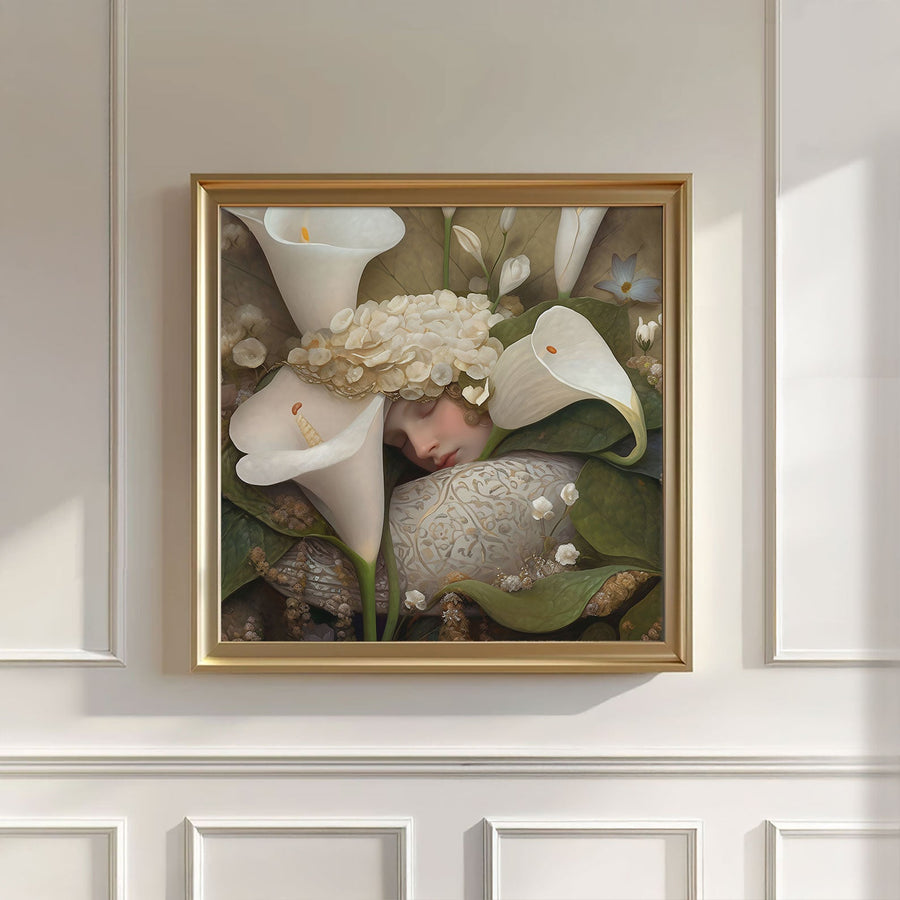 Dreaming Forest Nymph In Floral Bloom I, Wall Art, Square