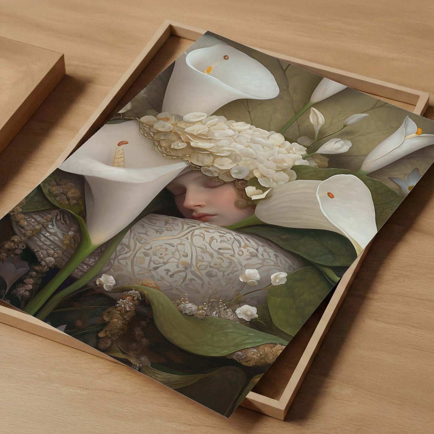 Art Print Showcase Of Dreaming Forest Nymph In Floral Bloom I, Vertical