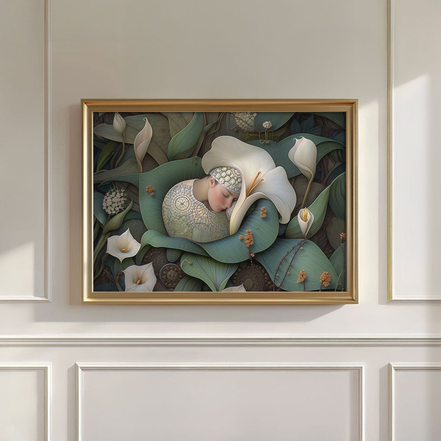 Dreaming Forest Nymph In Floral Bloom II, Wall Art, Horizontal