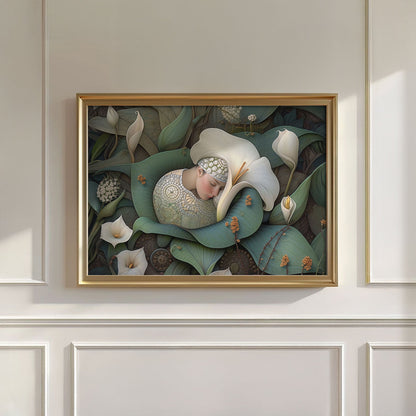 Dreaming Forest Nymph In Floral Bloom II, Wall Art, Horizontal