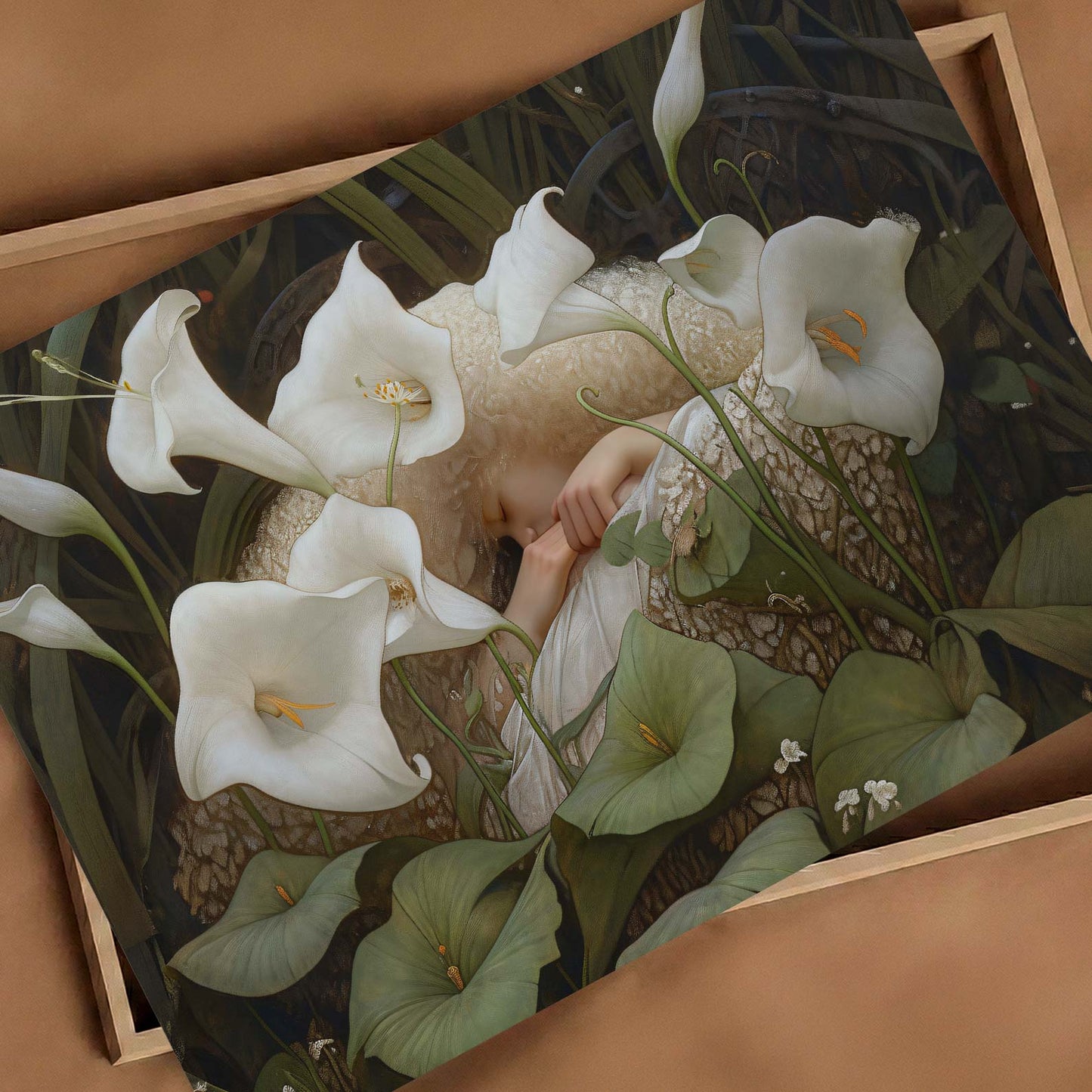 Art Print Showcase Of Dreaming Forest Nymph In Floral Bloom III, Horizontal