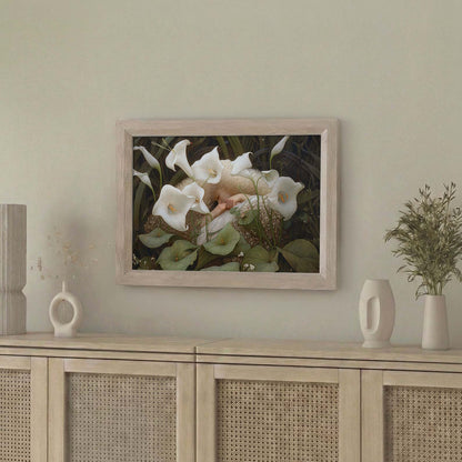 Framed Wall Art Of Dreaming Forest Nymph In Floral Bloom III, Horizontal