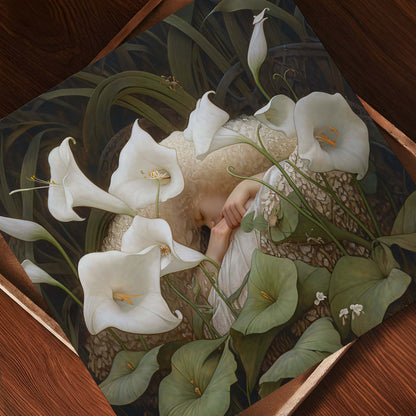 Art Print Showcase Of Dreaming Forest Nymph In Floral Bloom III, Square