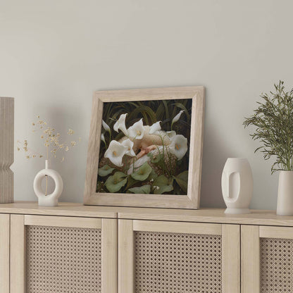 Framed Wall Art Of Dreaming Forest Nymph In Floral Bloom III, Square