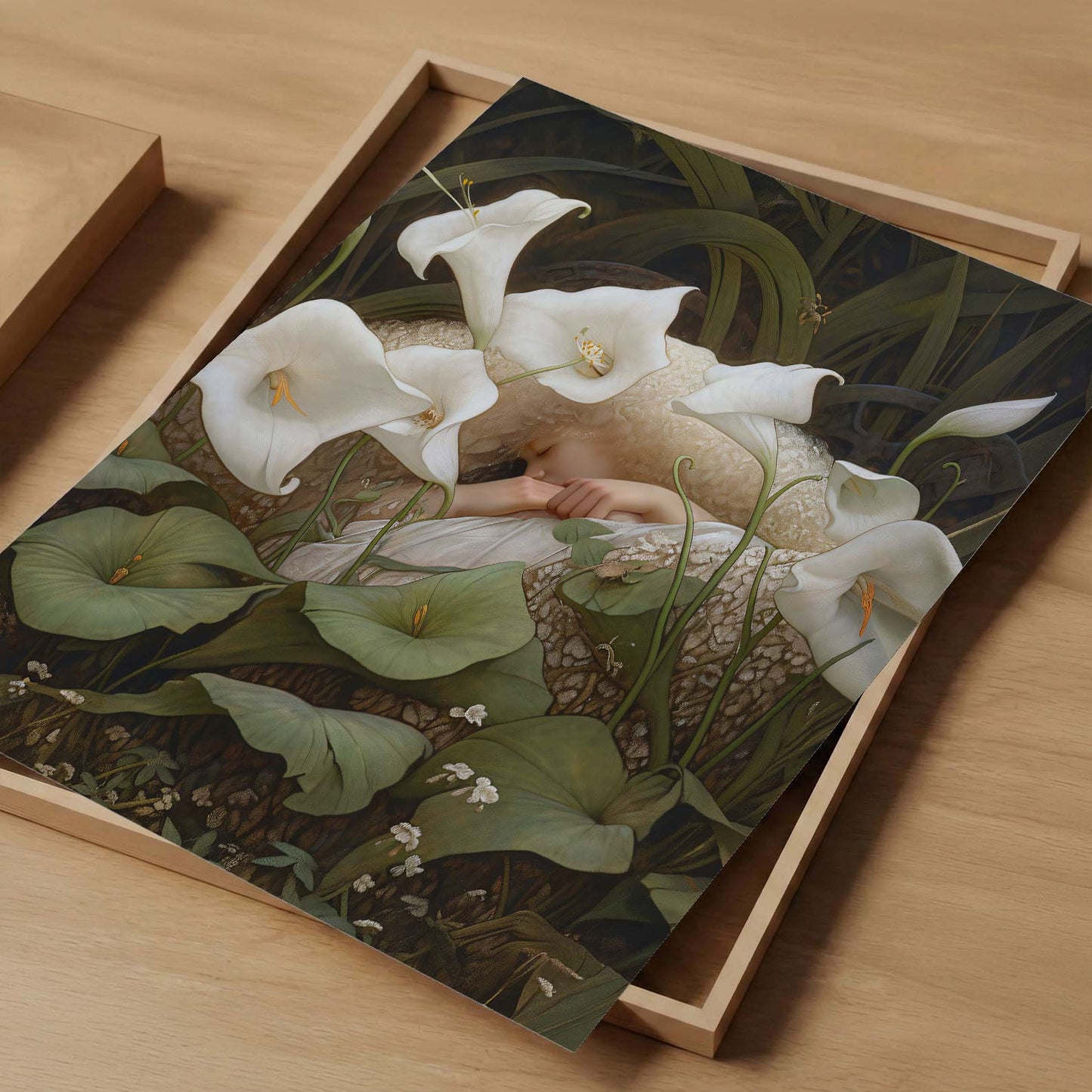 Art Print Showcase Of Dreaming Forest Nymph In Floral Bloom III, Vertical