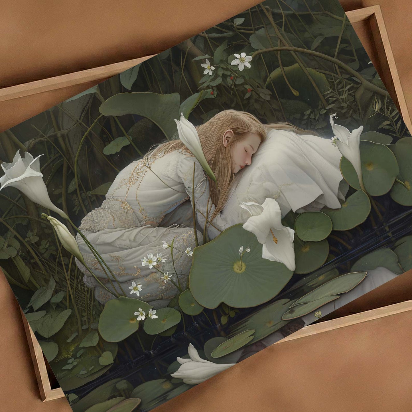 Art Print Showcase Of Dreaming Forest Nymph In Floral Bloom IV, Horizontal