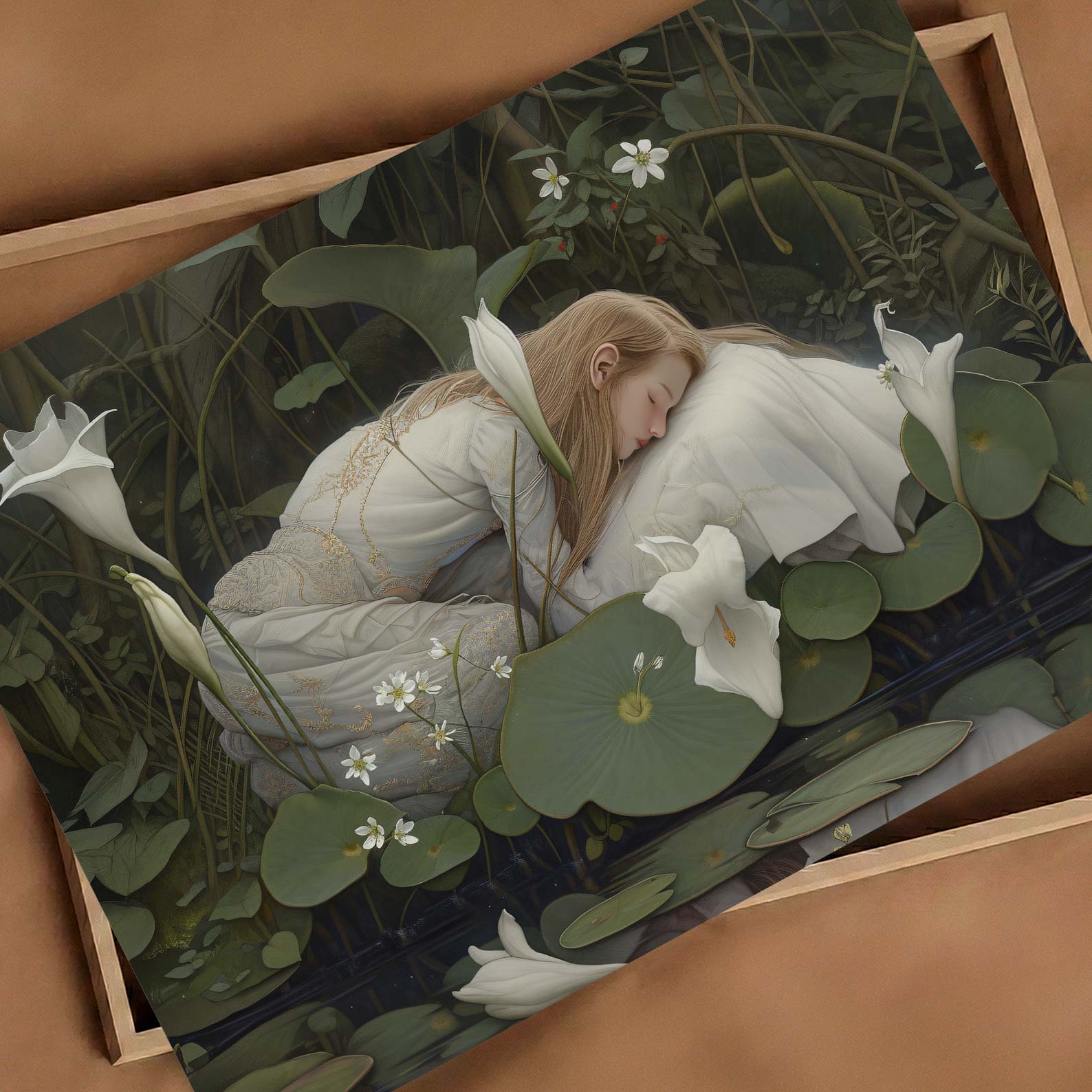 Art Print Showcase Of Dreaming Forest Nymph In Floral Bloom IV, Horizontal