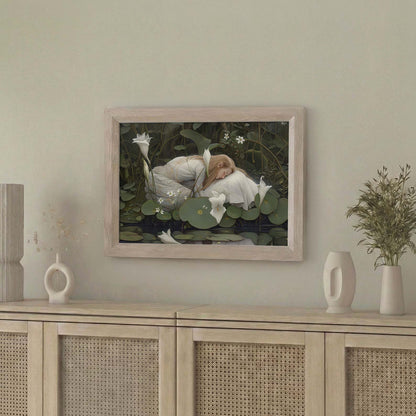 Framed Wall Art Of Dreaming Forest Nymph In Floral Bloom IV, Horizontal
