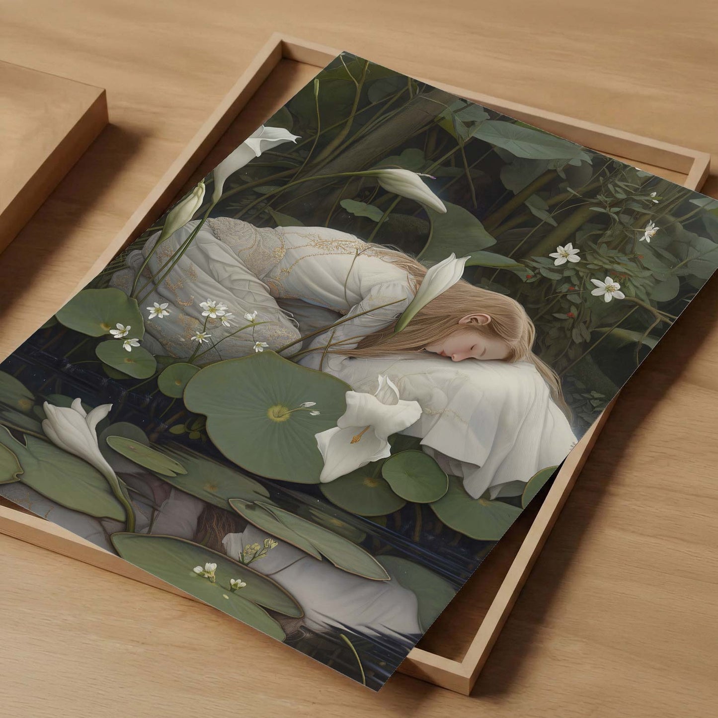 Art Print Showcase Of Dreaming Forest Nymph In Floral Bloom IV, Vertical